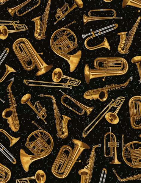 Timeless Treasures 0546572 Metallic Brass Instruments Fabric 